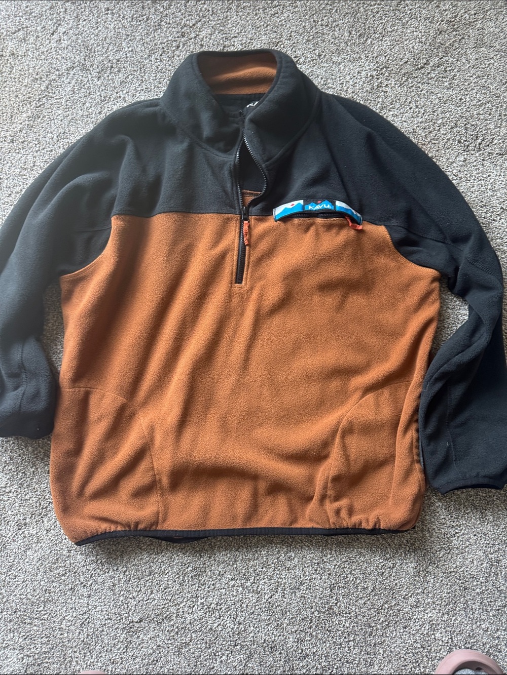 Kavu Men's Two-Tone Quarter-Zip Pullover - Black and Rust